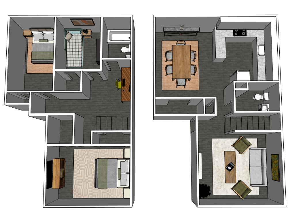 B1 3D Floor plan rendering